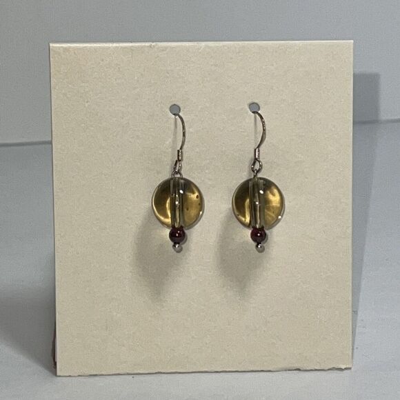 Genuine Crystal Stone Earrings, Sterling Silver Hand Carved Earrings, NWOT - Picture 3 of 7